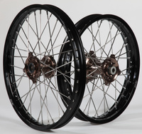 Roues avant+arrière BUD V5 KTM/HVA Cross->14+End->15 Orange/Bk 19'