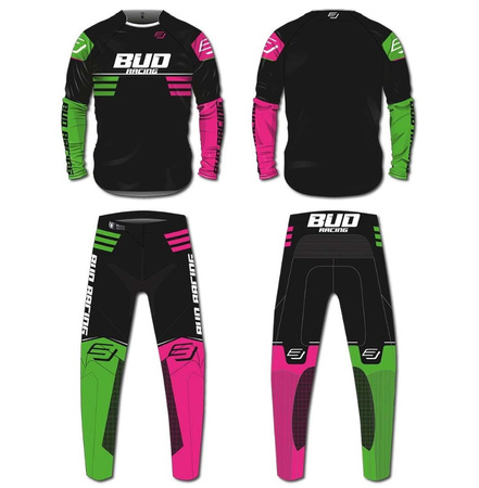 Bluza MX koszulka  Youth BUD Lazer Pink Fluo / Green Fluo / Black YXL