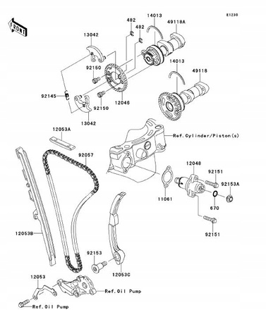 Kawasaki oryginalny łańcuszek rozrządu KXF 450 19+