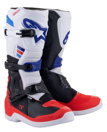 Bottes Alpinestars Tech 3 White Bright Red Dark Blue 10 (44.5)