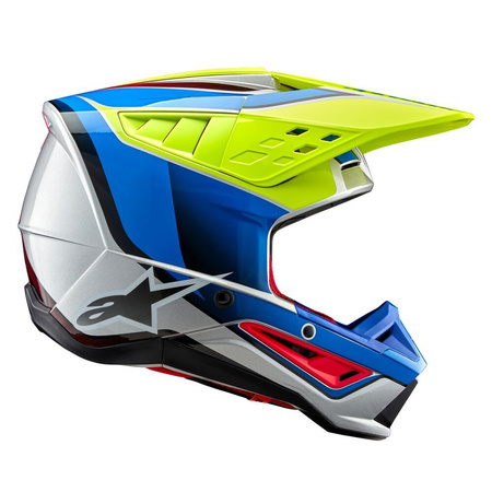 Casque Alpinestars S-M5 Sail Yellow Fluo Enamel Blue Silver Glossy M