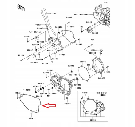 Kawasaki Uszczelka sprzęgła ćwiartki KXF 450 09-12