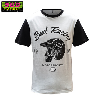 T-Shirt Bud Racing Helmet White Black XXL