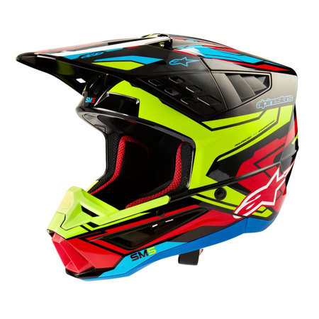 Casque Alpinestars S-M5 Action 2 Black Yellow Flu Bright Red Glossy L