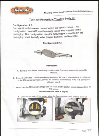 Twin air przepustnica zestaw CRF 250 450 HONDA 11-12 throttle body kit