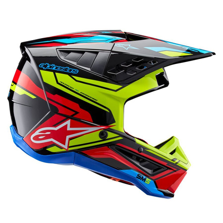 Casque Alpinestars S-M5 Action 2 Black Yellow Flu Bright Red Glossy L