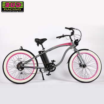 Rower elektryczny Beach cruiser Bud racing Old School Grey Pink