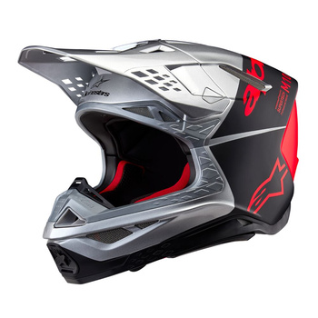 Casque Alpinestars S-M10 Flood Silver Blk Orang Flo Matt & Glossy XS