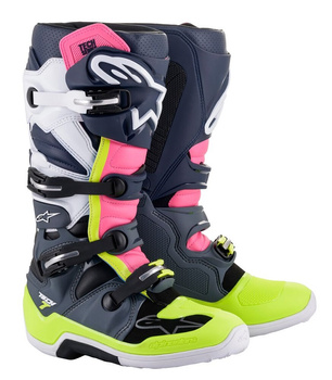 Bottes Alpinestars Tech 7 Dark Gray Dark Blue Pink Fluo 10 (44.5)